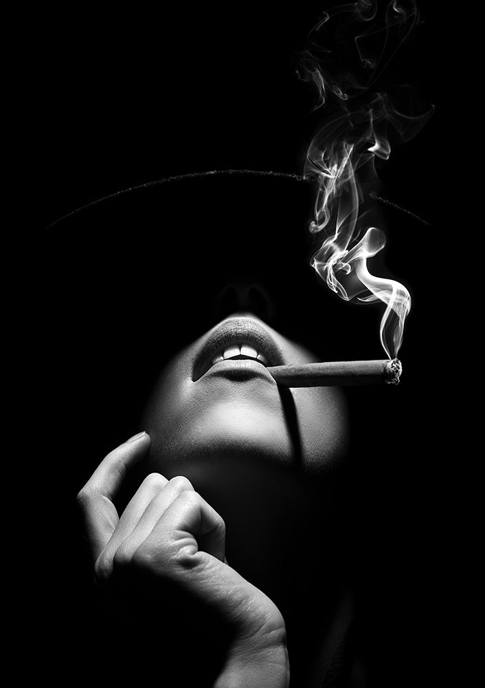 woman smoking cigarette art Pop of girl a Art Board Print able to attract and hold attention for a long time Woman Smoking a Cigar Print