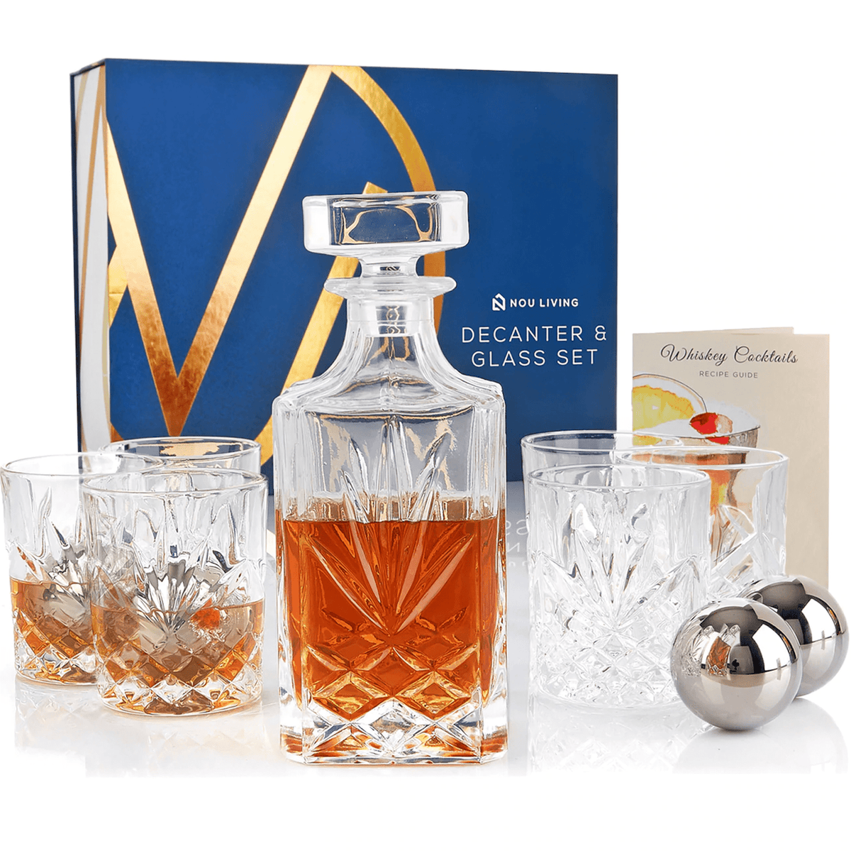 Nou Living Whiskey Decanter and Glass Set Classic GENTLMN